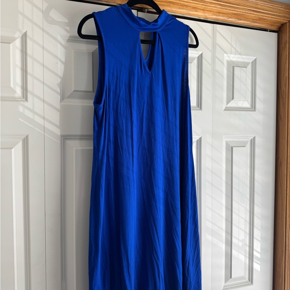 Como Vintage Blue Sheath Midi Dress Sleeveless